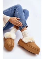 Kapcie Śniegowce Damskie Na Grubej Podeszwie Camel Starlyn