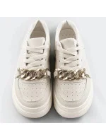 Béžové dámske športové topánky s retiazkou (B-545)