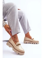 Modne Mokasyny Na Platformie Z Ozdobą Laura Messi 2600 Beżowe