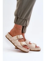 Dámske papuče na platforme Big Star Beige