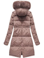 Dámska dlhá zimná bunda s kapucňou Old Pink (7752) Dámska dlhá zimná bunda s kapucňou Old Pink (7752)