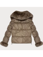 Dámska páperová bunda s kožušinovým golierom S'West beige (B8527-12) Dámska páperová bunda s kožušinovým golierom S'West beige (B8527-12)