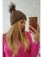 Fleecová kockovaná čiapka K226 mocca