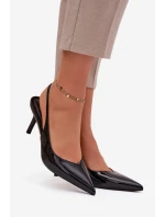 Lakované lodičky na jehlovém podpatku Černé Phelia
