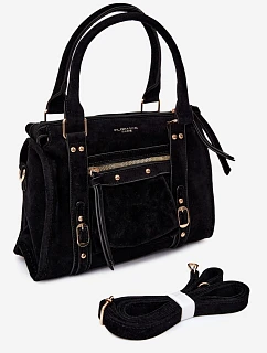 Aktovka Eco Suede kabelka s príveskom Black Sorielle