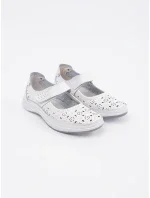 Moderné biele baletné baleríny na plochom podpätku pre ženy Moderné biele baletné baleríny na plochom podpätku pre ženy