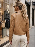 Dámska kožená bunda v štýle Ramones v béžovej farbe FashionStreet TY5714 Dámska kožená bunda v štýle Ramones v béžovej farbe FashionStreet TY5714