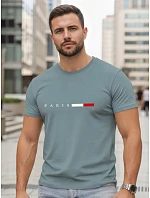 Pánske bavlnené tričko s nápisom PARIS v petrolovej farbe od FashionStreet NX5139R Pánske bavlnené tričko s nápisom PARIS v petrolovej farbe od FashionStreet NX5139R