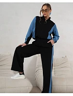Mikinový set mikina na zips + široké nohavice čierno-modrá (821151)