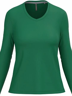 Kariban K 382 Dámske tričko s výstrihom do V a dlhými rukávmi 20.K382 kelly green