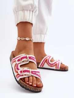 Damskie Klapki Na Korkowej Podeszwie Białe Fannea