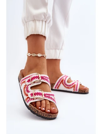 Damskie Klapki Na Korkowej Podeszwie Białe Fannea