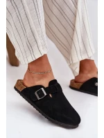 Zamszowe Klapki Chodaki Damskie Z Klamrą Big Star RR274A384 Czarne
