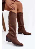 Dámske kovbojské čižmy Eco Suede Heeled Brown Esmira Dámske kovbojské čižmy Eco Suede Heeled Brown Esmira