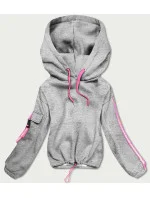 Krátka šedá dámska bavlnená tepláková mikina (26031)