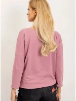 Dámska voľná blúzka v špinavoružovej farbe so zaväzovaním na spodku (4691)
