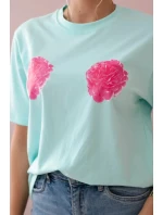 Bavlnená blúzka s kvetinovou potlačou svetlej mäty
