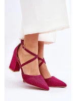 Modne Błyszczące Czółenka Na Słupku Fuksja Galaxy