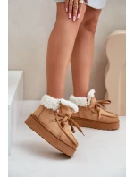 Śniegowce Damskie Na Platformie Z Futerkiem Typu Branek Camel Ciabellae