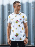 Pánske biele tričko s potlačou FashionStreet RX5613 Pánske biele tričko s potlačou FashionStreet RX5613
