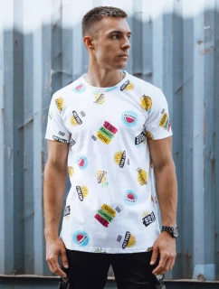 Pánske biele tričko s potlačou FashionStreet RX5613