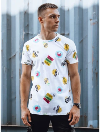 Pánske biele tričko s potlačou FashionStreet RX5613 Pánske biele tričko s potlačou FashionStreet RX5613