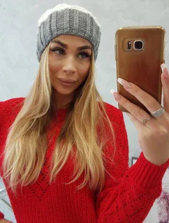 Milano fleecová čiapka K203 ecru+grey