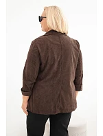 Dámske sako Plus Size z manšestru s klopami a vreckami, hnedé Dámske sako Plus Size z manšestru s klopami a vreckami, hnedé