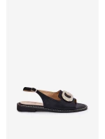 Sandały Damskie Z Ozdobnym Detalem S.Barski KV51-081 Czarne