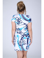 Dámske šaty aj pre plnoštíhle s kvetinovým vzorom v modrých farbách - Modrá - Efect