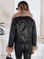 Dámska kožená bunda s kožušinou čierna FashionStreet TY5210