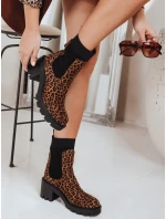 Dámske semišové čižmy s leopardím vzorom v hnedej farbe FashionStreet ZY1260