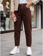 Dámske džínsy Mom Fit s hnedým pásikom FashionStreet UY3133 Dámske džínsy Mom Fit s hnedým pásikom FashionStreet UY3133