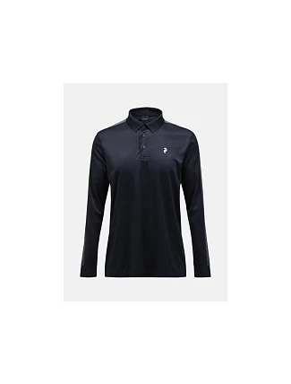 Tričko PEAK PERFORMANCE Player Longsleeve Polo Men, čierne Tričko PEAK PERFORMANCE Player Longsleeve Polo Men, čierne