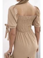 Šaty s viazanými rukávmi Velbloud