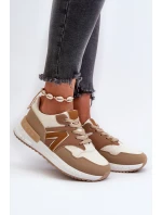 Sneakersy Damskie Z Eko Skóry Brązowe Vinelli