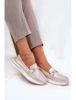 Skórzane Mokasyny Damskie S.Barski GR51-598 Perłowy Róż