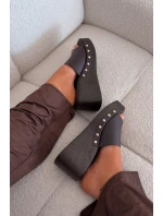 Dámske papuče na platforme 78-200 Tmavo hnedé - Stephan Paris Dámske papuče na platforme 78-200 Tmavo hnedé - Stephan Paris