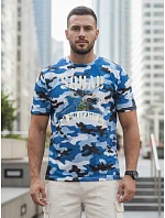 Pánske modré tričko s vojenskou potlačou FashionStreet NX2005R