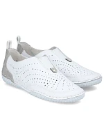 Dámske kožené ažurové slip-on topánky biele Rieker 43663-80