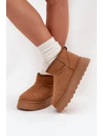 Śniegowce Damskie Na Platformie Ocieplane Futerkiem Camel Vesirae