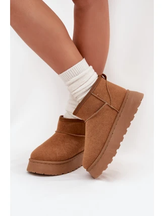 Śniegowce Damskie Na Platformie Ocieplane Futerkiem Camel Vesirae