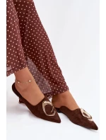 Dámské pantofle Mule s ozdobným zlatým detailem Čokoládové Galvella