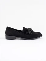 Dámske klasické čierne mokasíny na širokom podpätku Dámske klasické čierne mokasíny na širokom podpätku
