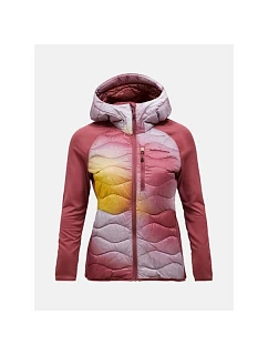 Dámska péřová bunda PEAK PERFORMANCE, model Helium Aop Down Hybrid Hood, farba: viacfarebná