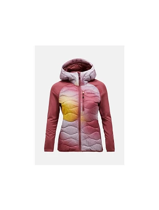 Dámska péřová bunda PEAK PERFORMANCE, model Helium Aop Down Hybrid Hood, farba: viacfarebná