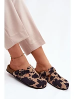 Kožené semišové pantofle Mule s přezkou v kravích skvrnách Zazoo 1905