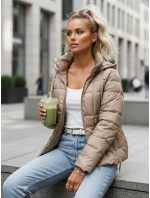 Dámska prešívaná bunda s kapucňou béžová FashionStreet TY5585