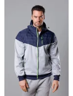 Pánska športová bunda zo zmiešanej tkaniny tmavo modrá - limetková (8M901-215)