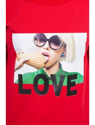 Šaty s milostnou potlačou červené Šaty s milostnou potlačou červené